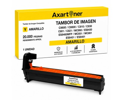 Compatible OKI C8600 / C8800 / C810 / C830 / C801 / C821 / MC860 / ES8430 / ES8460MFP / MC851 / MC861 / ES8451 / ES8461 Amarillo Tambor de Imagen (Drum)