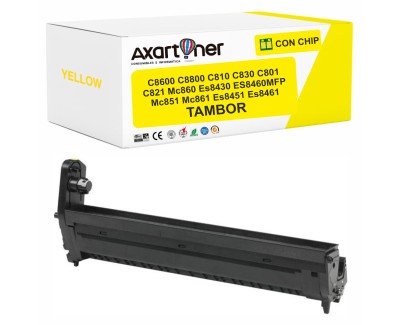 Compatible OKI C8600 / C8800 / C810 / C830 / C801 / C821 / MC860 / ES8430 / ES8460MFP / MC851 / MC861 / ES8451 / ES8461 Amarillo Tambor de Imagen (Drum)