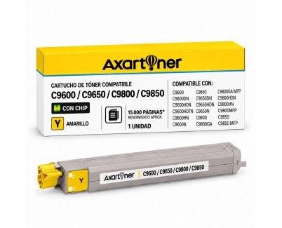 Compatible OKI C9600, C9650, C9800, C9850 Amarillo Cartucho de Toner 42918913
