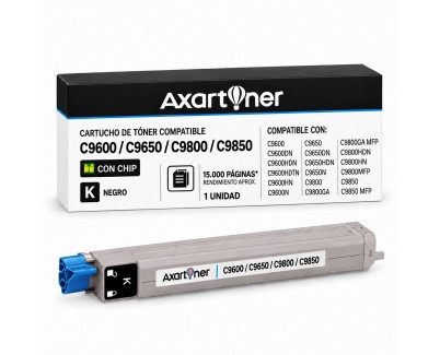 Compatible OKI C9600, C9650, C9800, C9850 Negro Cartucho de Toner 42918916