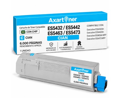 Compatible OKI ES5432 / ES5442 / ES5463 / ES5473 Cyan Cartucho de Toner 46490623