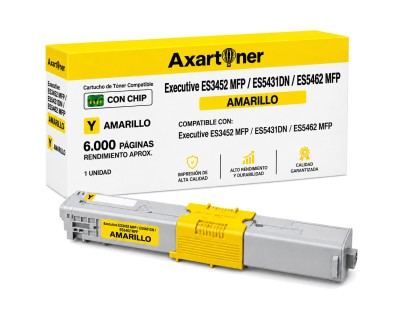 Compatible OKI Executive ES3452 MFP / ES5431DN / ES5462 MFP Amarillo Cartucho de Toner 44973509