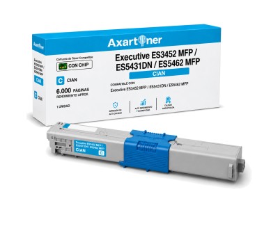Compatible OKI Executive ES3452 MFP / ES5431DN / ES5462 MFP Cyan Cartucho de Toner 44973511
