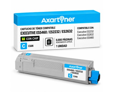 Compatible OKI Executive ES5460, ES2232, ES2632 Cyan Cartucho de Toner 43865731