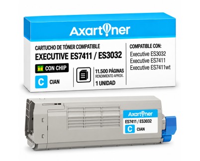 Compatible OKI Executive ES7411 / ES3032 Cyan Cartucho de Toner 44318619