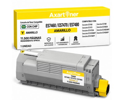 Compatible OKI Executive ES7460 / ES7470 / ES7470DN / ES7470DN MFP / ES7470 MFP / ES7480 / ES74780DN / ES7480DN MFP / ES7480 MFP Amarillo Cartucho de Toner 45396213