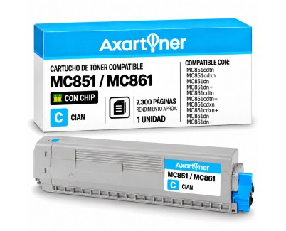 Compatible OKI MC851, MC861, MC862 Cyan Cartucho de Toner 44059167 / 44059255