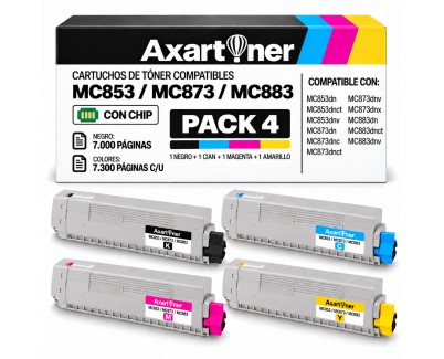 Compatible Pack x4 OKI MC853 / MC873 / MC883 Cartuchos de Toner