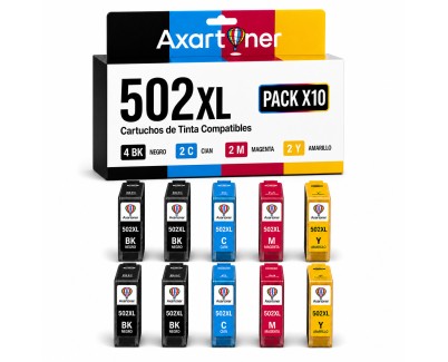 Compatible Pack 10 x EPSON 502XL Cartuchos de Tinta para XP5100, X5105, XP5115, XP5150, XP5155, WF2860, WF2865, WF2880, WF2885