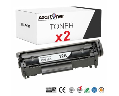 Compatible Pack 2 x HP Q2612A / 12A Negro Cartucho de Toner