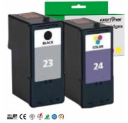 Compatible Pack 2 x Lexmark 23 Negro + Lexmark 24 Tricolor Cartuchos de Tinta 18C1523E / 18C1524E