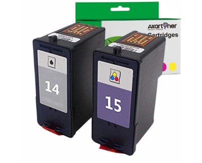 Compatible Pack Lexmark 14 XL Negro + Lexmark 15XL Tricolor Cartuchos de Tinta