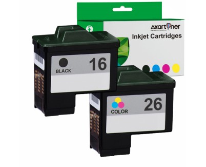 Compatible Lexmark 16 Negro + Lexmark 26 Tricolor Cartuchos de Tinta