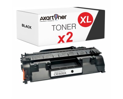 Compatible Pack 2 x HP CE505X / 05X Negro Cartucho de Toner