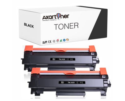 Compatible Pack x2 Brother TN2420 Negro - CON CHIP - Cartucho de Toner TN-2420