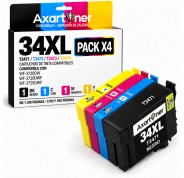 Compatible Pack 4 Epson T3471 / T3472 / T3473 / T3474 - 34XL Cartuchos de Tinta para Epson WF3720 / WF3725