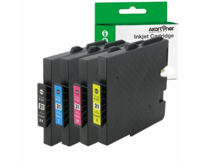 Compatible Pack x4 Ricoh GC31 Cartuchos de tinta Pigmentada