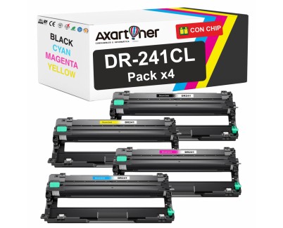 Compatible Pack x4 Brother DR241CL Tambor de Imagen (Drum) para Brother DCP: 9015CDW 9017CDW 9020CDW 9022CDW / HL: 3140CW 3142CW 3150CDW 3152CDW 3170CDW 3172CDW / MFC: 9140CDN 9142CDN 9330CDW 9332CDW 9340CDW 9342CDW