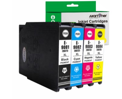 Compatible Pack x4 EPSON T9081 / T9082 / T9083 / T9084 Cartuchos de Tinta Pigmentada para Epson WF6090, WF6590