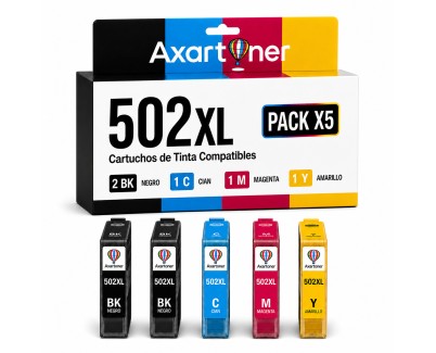 Compatible Pack 5 x EPSON 502XL Cartuchos de Tinta para XP5100, X5105, XP5115, XP5150, XP5155, WF2860, WF2865, WF2880, WF2885