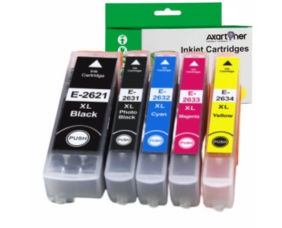 Compatible Pack x5 Epson T2621 / T2631 / T2632 / T2633 / T2634 - 26XL Cartuchos de Tinta