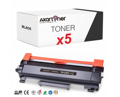 Compatible Pack x5 Brother TN2420 Negro - CON CHIP - Cartucho de Toner TN-2420