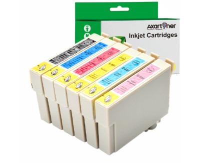 Compatible Pack x6 Epson T0801/2/3/4/5/6 Cartuchos de Tinta