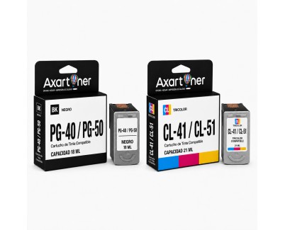 Compatible Pack Canon PG40 / PG50 Negro (1 ud.) + CL41 / CL51 Color (1 ud.) Cartuchos de Tinta - Muestra Nivel de Tinta