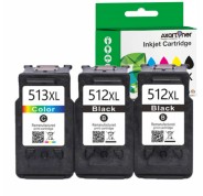 Compatible Pack Canon PG512 / PG510 Negro (2 ud.) + CANON CL513 / CL511 TRICOLOR (1 ud.) Cartuchos de Tinta - Muestra Nivel de Tinta