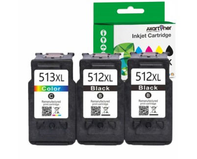 Compatible Pack Canon PG512 / PG510 Negro (2 ud.) + CANON CL513 / CL511 TRICOLOR (1 ud.) Cartuchos de Tinta - Muestra Nivel de Tinta