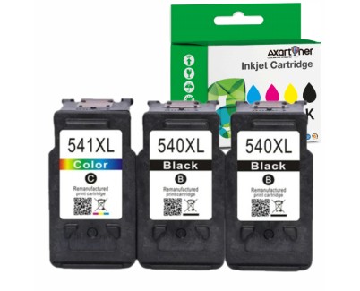 Compatible Pack Canon PG540XL Negro (2 ud.) + CL541XL Tricolor (1 ud.) Cartuchos de Tinta - Muestra Nivel de Tinta PG540 / CL541