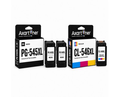 Compatible Pack Canon PG545XL Negro (2 ud.) + CL546XL Tricolor (1 ud.) Cartuchos de Tinta Muestra Nivel de Tinta (PG-545 + CL-546)