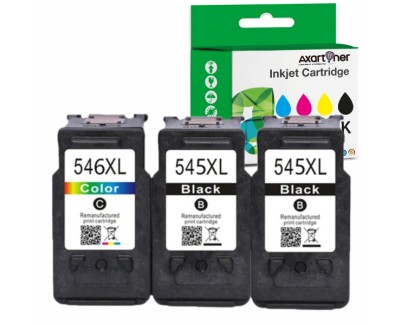 Compatible Pack Canon PG545XL Negro (2 ud.) + CL546XL Tricolor (1 ud.) Cartuchos de Tinta Muestra Nivel de Tinta (PG-545 + CL-546)