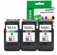 Compatible Pack Canon PG560XL Negro (2 ud.) + CL561XL Tricolor (1 ud.) Cartuchos de Tinta PG560 CL561