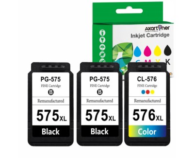 Compatible Pack Canon PG575XL Negro (2 ud) + CL576XL Tricolor (1 ud) Cartuchos de Tinta 5437C001 / 5441C001 para Pixma TR4750i, TR4751i, TR4755i, TR4756i, TR4757i, TS3550i, TS3551i, TS3750i, TS3751i, TS3752i
