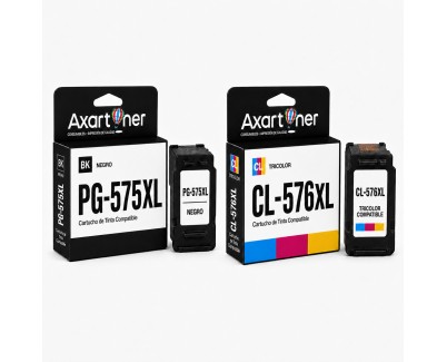 Compatible Pack Canon PG575XL Negro + CL576XL Tricolor Cartuchos de Tinta 5437C001 / 5441C001 para Pixma TR4750i, TR4751i, TR4756i, TR4757i, TS3550i, TS3551i, TS3750i, TS3751i, TS3752i