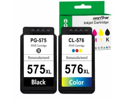 Compatible Pack Canon PG575XL Negro + CL576XL Tricolor Cartuchos de Tinta 5437C001 / 5441C001 para Pixma TR4750i, TR4751i, TS3550i, TS3551i