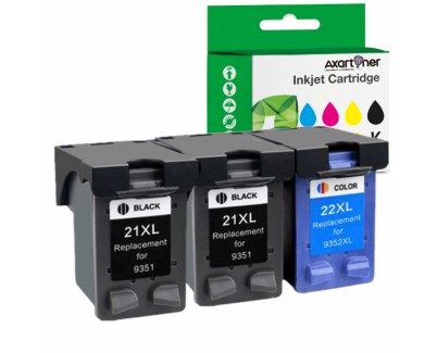 Compatible Pack HP 21XL Negro (2 ud.) + HP 22XL Color (1 ud.) Cartuchos de Tinta