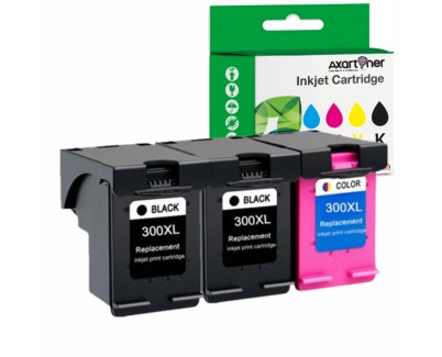 Compatible Pack HP 300XL (Negro 2 ud. + TRICOLOR 1 ud.) Cartuchos de Tinta CC641EE / CC644EE