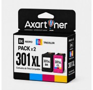 Compatible Pack HP 301XL (Negro 1 ud. + Tricolor 1 ud.) Cartuchos de Tinta CH563EE / CH564EE (muestra nivel de tinta)