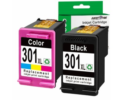 Compatible Pack HP 301XL (Negro 1 ud. + Tricolor 1 ud.) Cartuchos de Tinta CH563EE / CH564EE (muestra nivel de tinta)