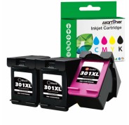Compatible Pack HP 301XL (Negro 2 ud. + Tricolor 1 ud.) Cartuchos de Tinta CH563EE / CH564EE (muestra nivel de tinta)