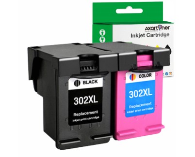 Compatible Pack HP 302XL (Negro 1 ud. + TRICOLOR 1 ud.) Cartuchos de Tinta F6U68AE / F6U67AE (muestra nivel de tinta)