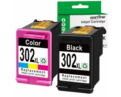 Compatible Pack HP 302XL (Negro 1 ud. + TRICOLOR 1 ud.) Cartuchos de Tinta F6U68AE / F6U67AE (muestra nivel de tinta)