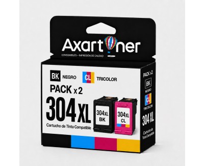 Compatible Pack HP 304XL (Negro 1 ud. + Tricolor 1 ud.) Cartuchos de Tinta N9K08AE / N9K07AE (muestra nivel de tinta)
