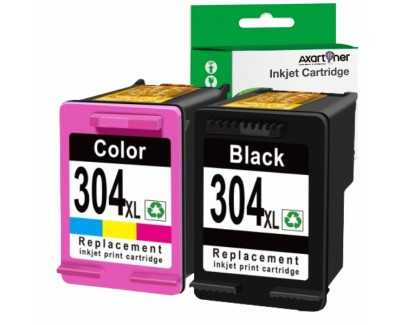 Compatible Pack HP 304XL (Negro 1 ud. + Tricolor 1 ud.) Cartuchos de Tinta N9K08AE / N9K07AE (muestra nivel de tinta)