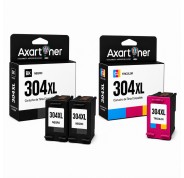 Compatible Pack HP 304XL (Negro 2 ud. + Tricolor 1 ud.) Cartuchos de Tinta N9K08AE / N9K07AE (muestra nivel de tinta)