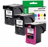 Compatible Pack HP 304XL (Negro 2 ud. + Tricolor 1 ud.) Cartuchos de Tinta N9K08AE / N9K07AE (muestra nivel de tinta)