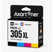 Compatible Pack HP 305XL - chip actualizado - (Negro 1ud. + Tricolor 1 ud.) Cartuchos de Tinta - Muestra Nivel de Tinta - 3YM62AE / 3YM63AE