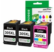 Compatible Pack HP 305XL (Negro 2ud. + Tricolor 1 ud.) Cartuchos de Tinta - Muestra Nivel de Tinta - 3YM62AE / 3YM63AE